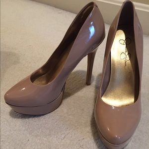 Nude patent leather Jessica Simpson pumps